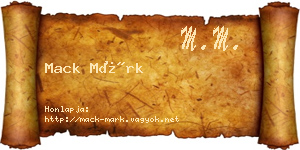 Mack Márk névjegykártya